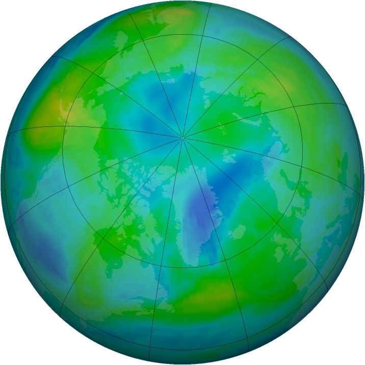 Arctic ozone map for 22 October 1999